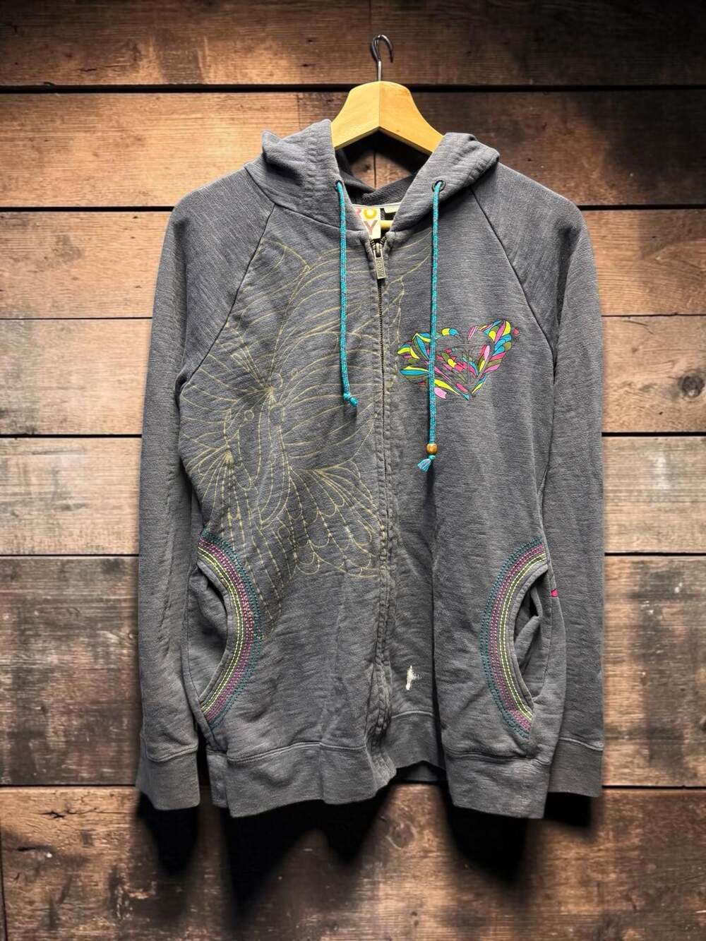 Roxy Graphic Zip-Up Hoodie with Butterfly Design